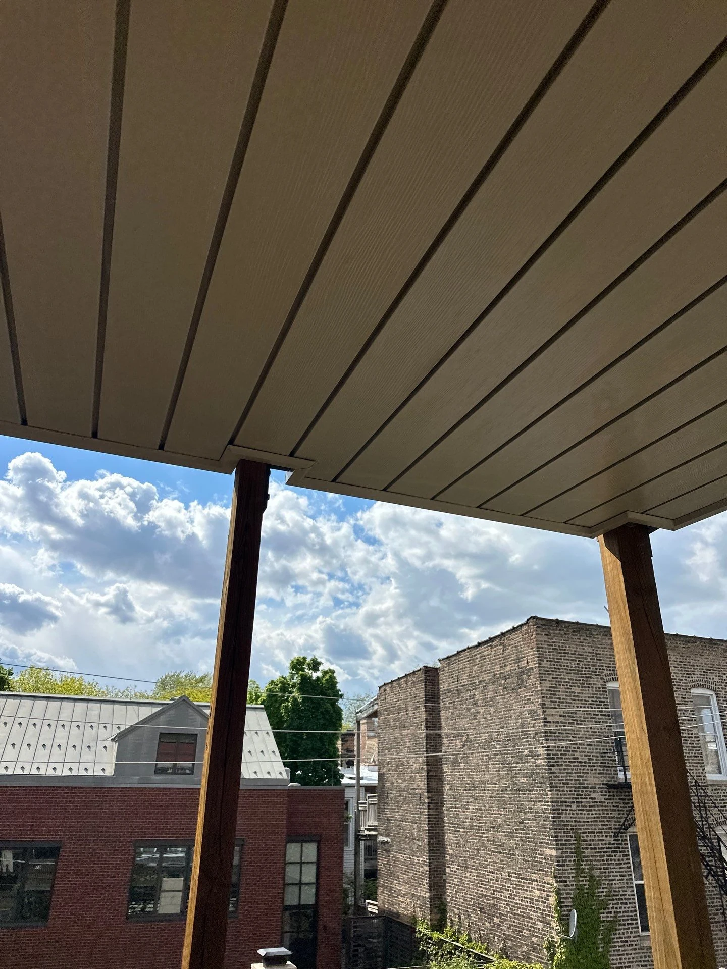 Completed weather-ready seating area beneath the Chicago deck