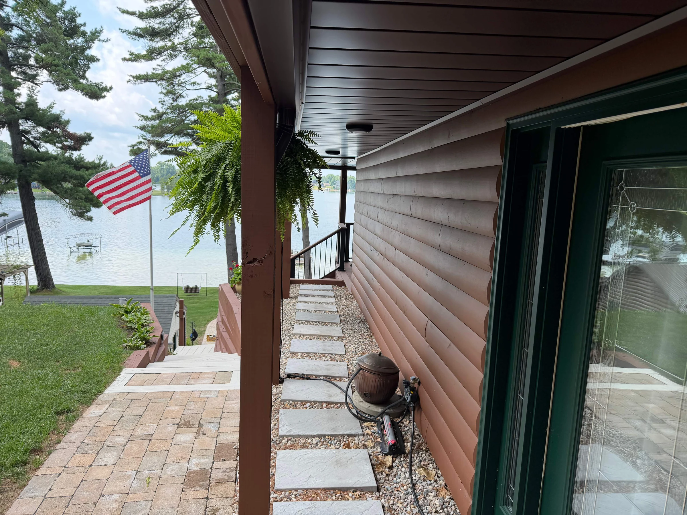 Side view of the completed Under Deck Oasis ceiling