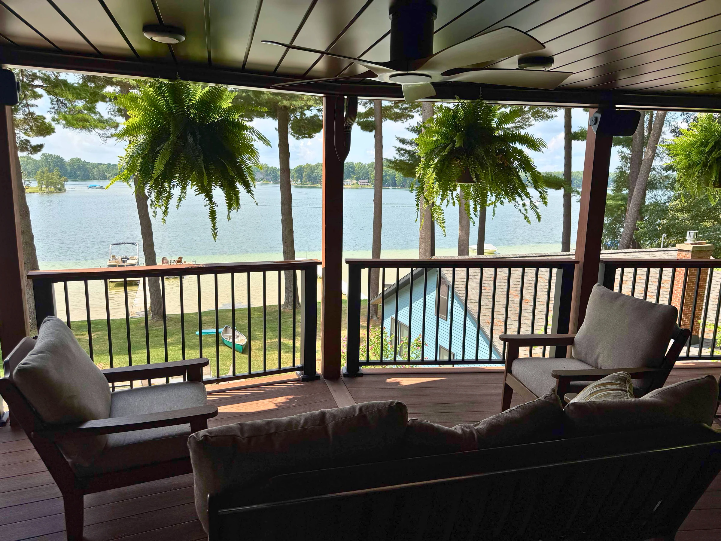 Completed Newaygo porch with lake view