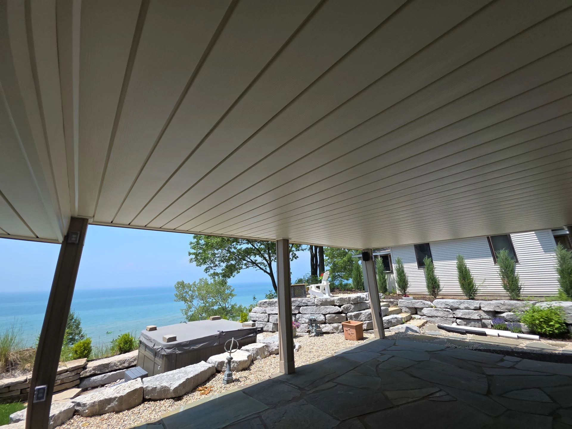 Wide view of the completed West Olive outdoor space