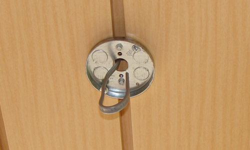 Electrical wire prepared above the future ceiling plane
